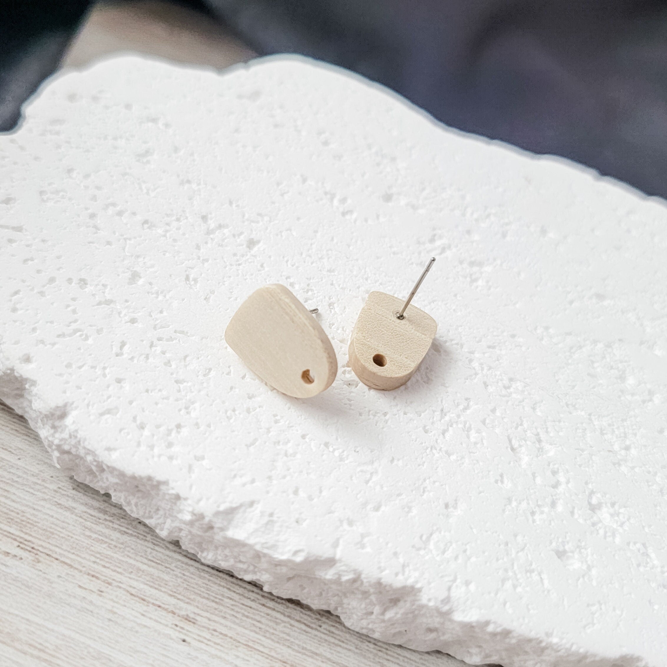 Natural Wooden Tall Trapezoid Studs, 10 Pieces, Wood 40 - 