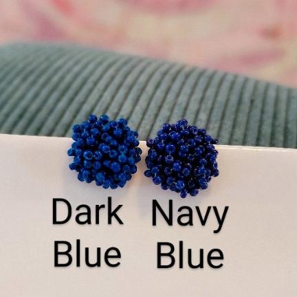 Navy Blue 15mm Small Seed Bead Topper, 1 Pair, Seed Bead 9 - 