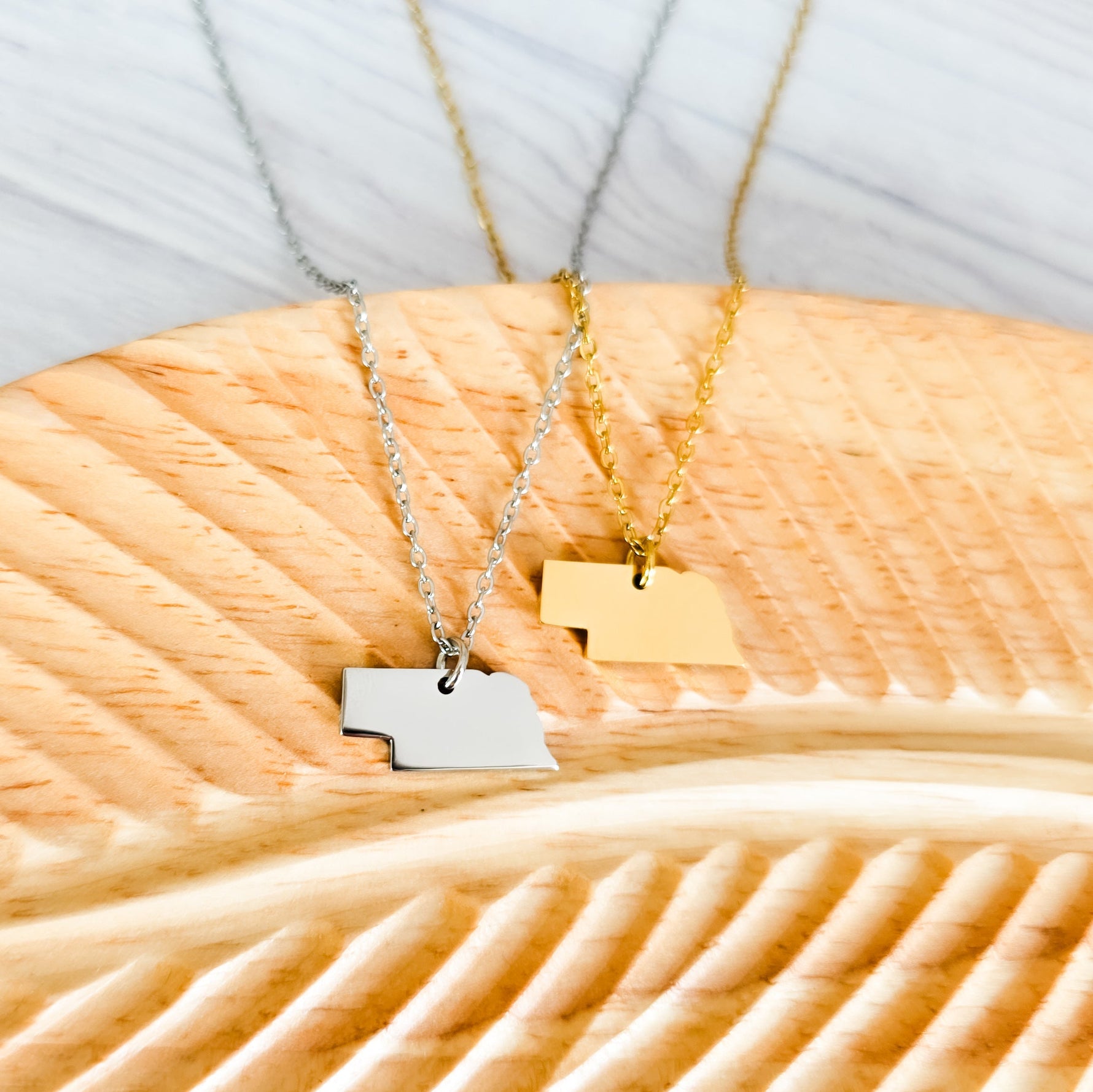 Nebraska Pendant Necklace (Silver or Gold), 1 Total, Metal Blank 202 - 