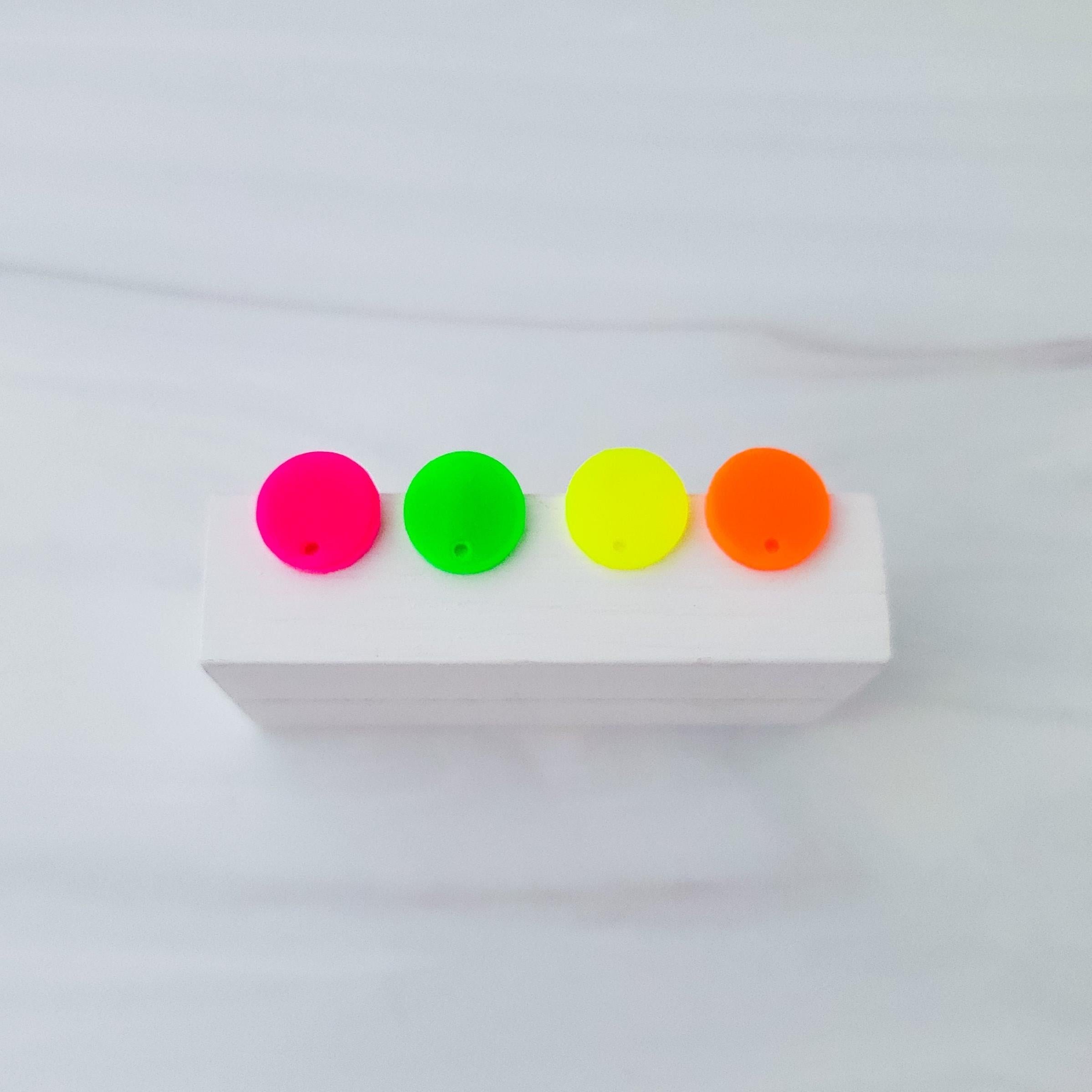 Neon Acrylic Stud Earring Findings (14mm, Choice of Color), 10 Pieces, Acrylic Stud 64 - 