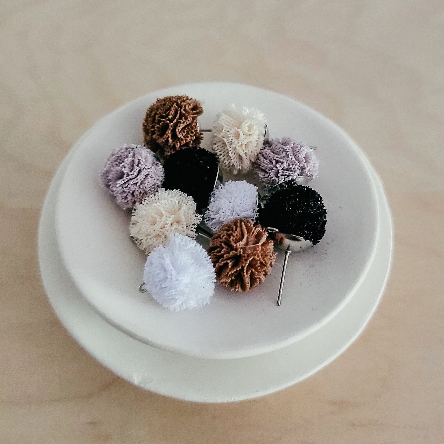 Neutral Lace 12mm Stud Topper (Choice of Color), 3 Pairs, Stud 129 - 133 - 