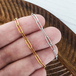 New Premium Full Bracelet Paperclip Chain Finding (Silver or Gold Stainless Steel), Pack of 5, Chain 15 - 