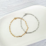 New Premium Full Bracelet Paperclip Chain Finding (Silver or Gold Stainless Steel), Pack of 5, Chain 15 - 