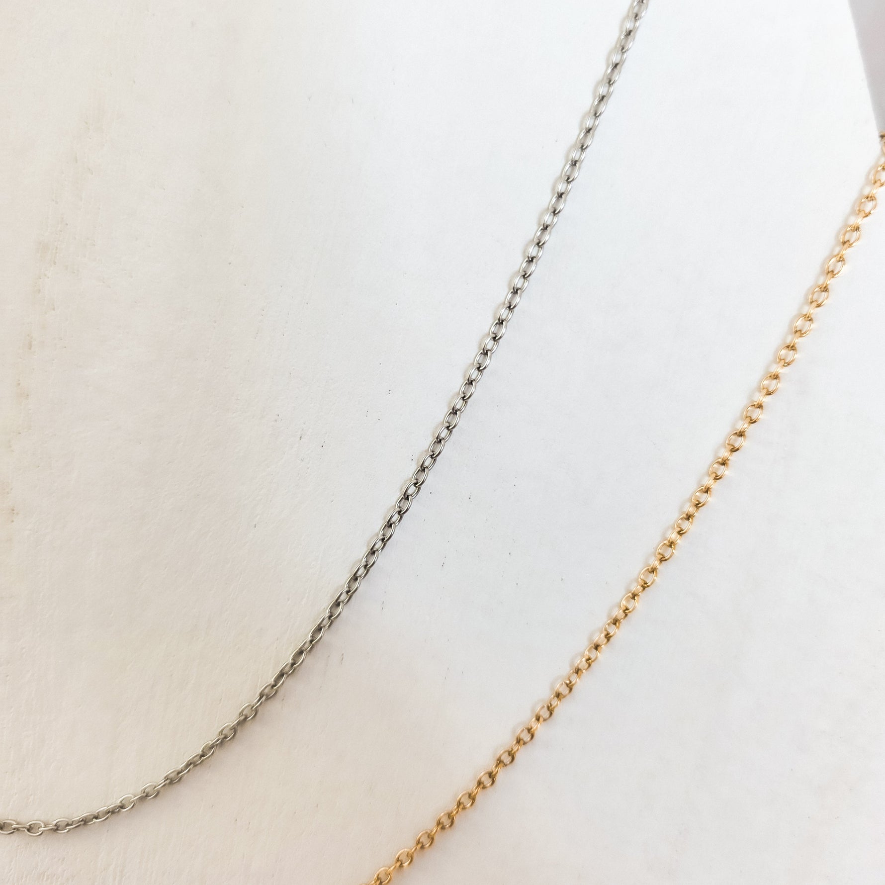 New Premium Full Minimalist Cable Chain Necklace Finding (Silver or Gold Stainless Steel), Pack of 5, Chain 29 - 