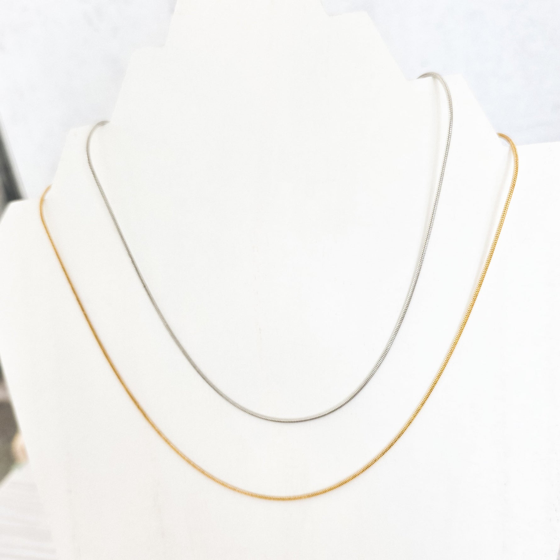 New Premium Full Round Snake Chain Necklace Finding (Silver or Gold Stainless Steel), Pack of 5, Chain 28 - 
