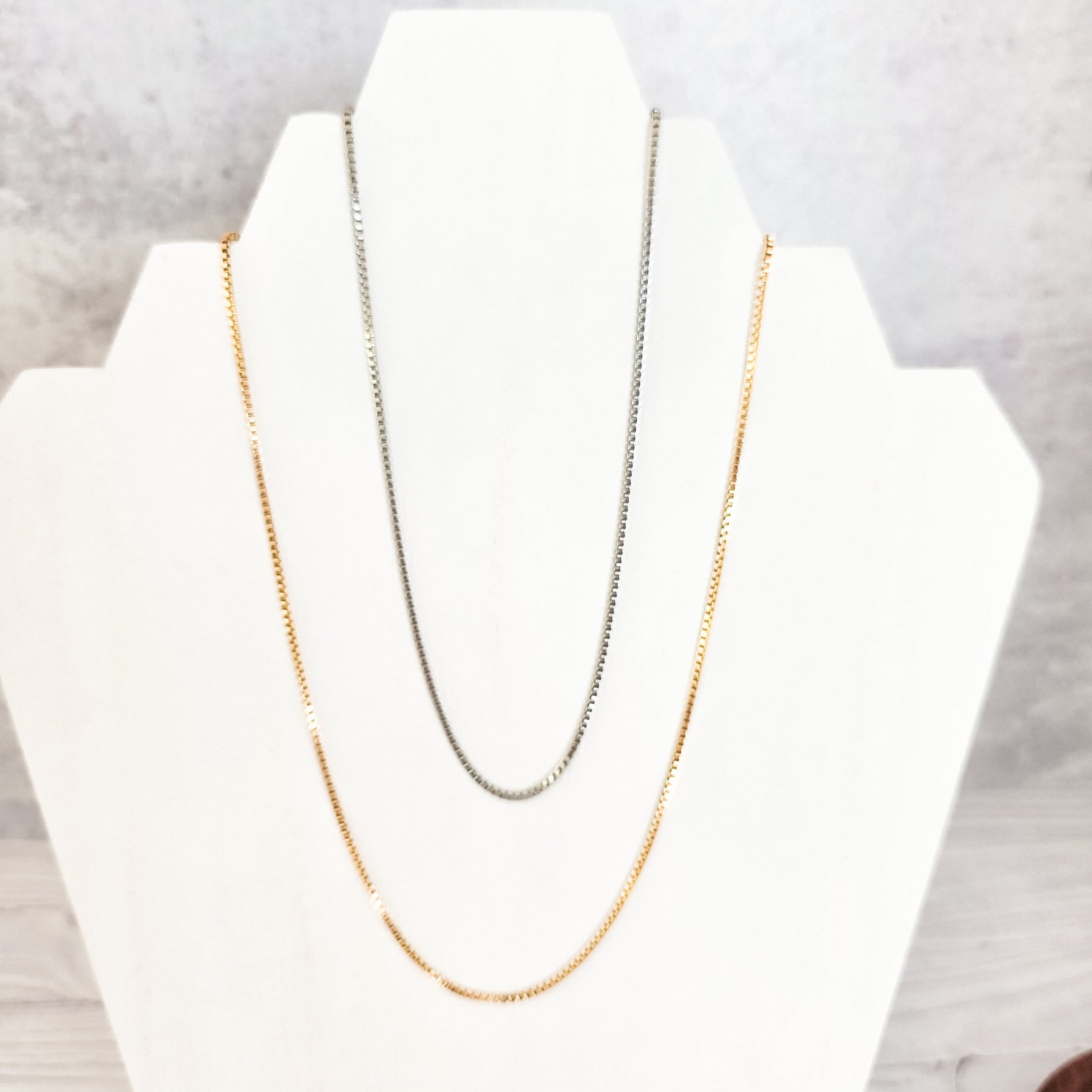 New Premium Men's Full Box Chain Necklace Finding (Silver or Gold Stainless Steel), Pack of 5, Chain 30 - 
