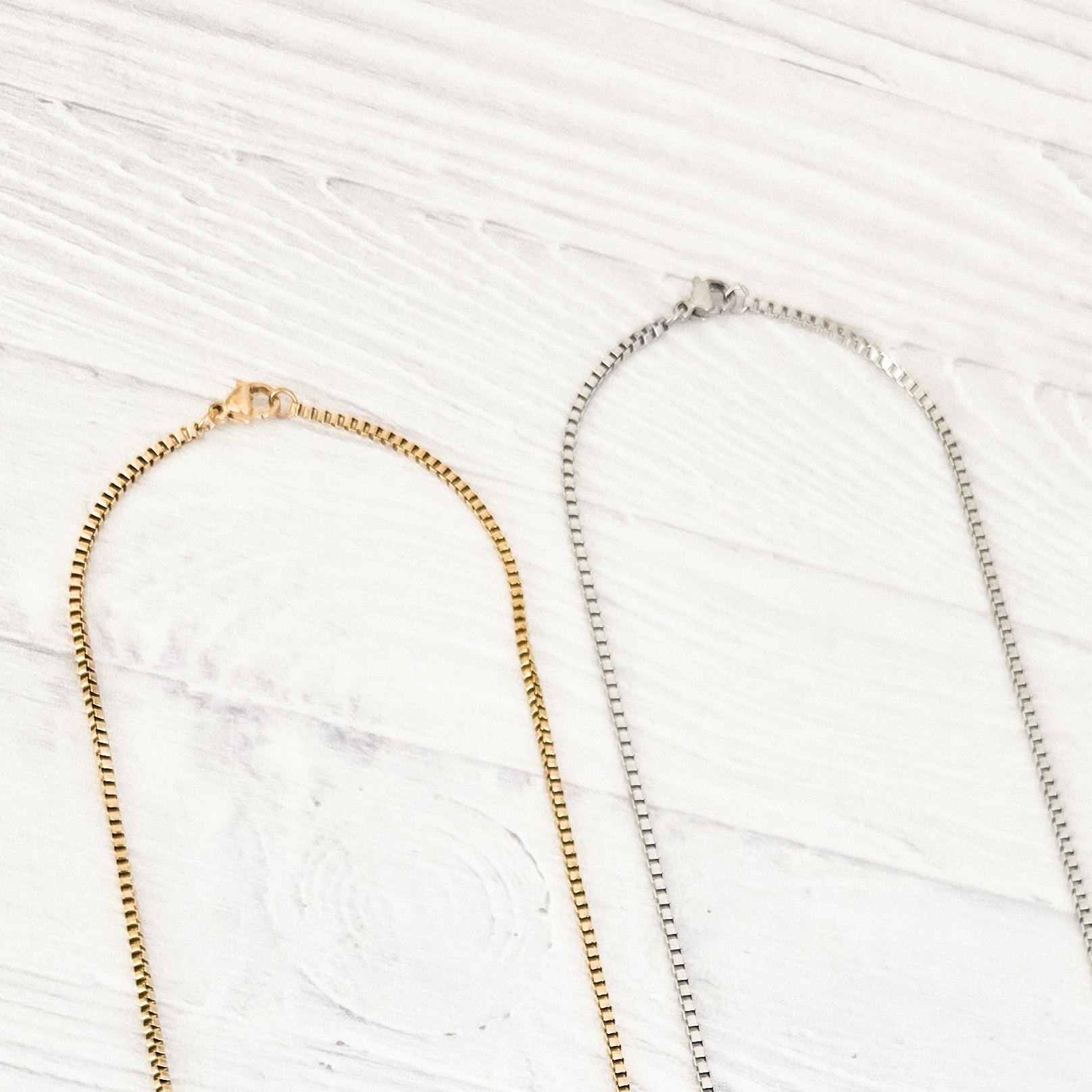 New Premium Men's Full Box Chain Necklace Finding (Silver or Gold Stainless Steel), Pack of 5, Chain 30 - 