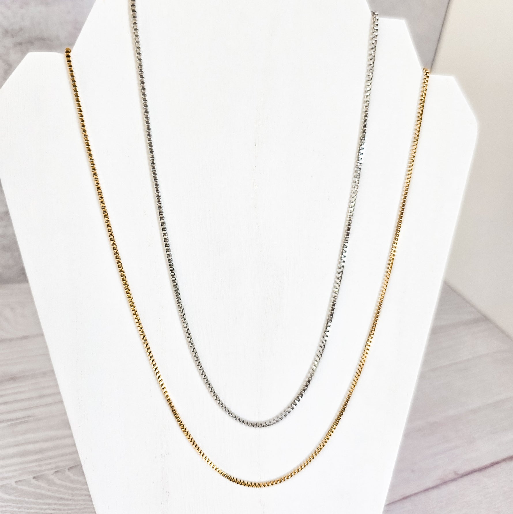 New Premium Men's Full Box Chain Necklace Finding (Silver or Gold Stainless Steel), Pack of 5, Chain 30 - 