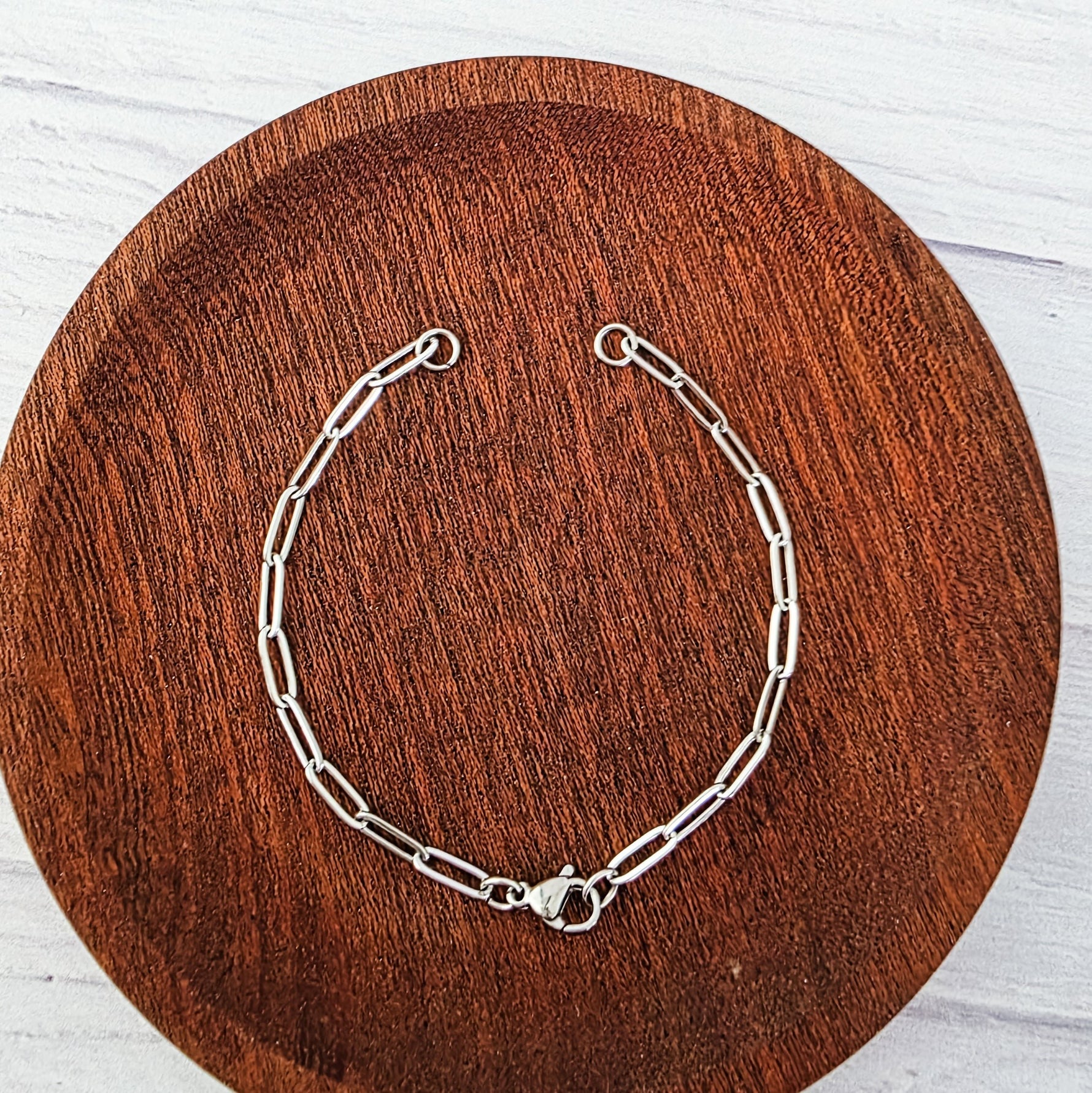 New Premium Split Bracelet Paperclip Chain Finding (Silver or Gold Stainless Steel), Pack of 5, Chain 16 - 