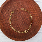 New Premium Split Bracelet Paperclip Chain Finding (Silver or Gold Stainless Steel), Pack of 5, Chain 16 - 