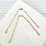 New Premium Split Bracelet Paperclip Chain Finding (Silver or Gold Stainless Steel), Pack of 5, Chain 16 - 