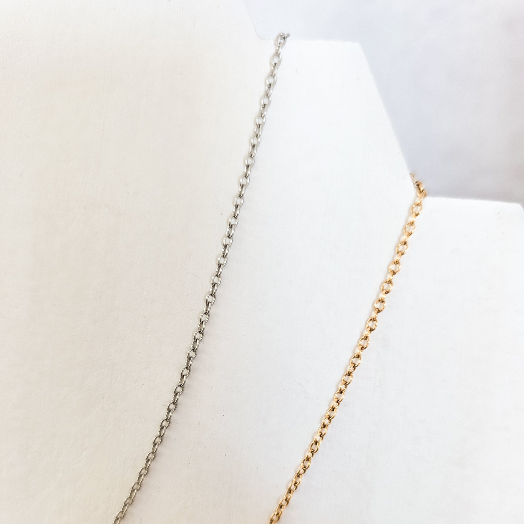 New Premium Split Minimalist Cable Chain Necklace Finding (Silver or Gold Stainless Steel), Pack of 5, Chain 20 - 