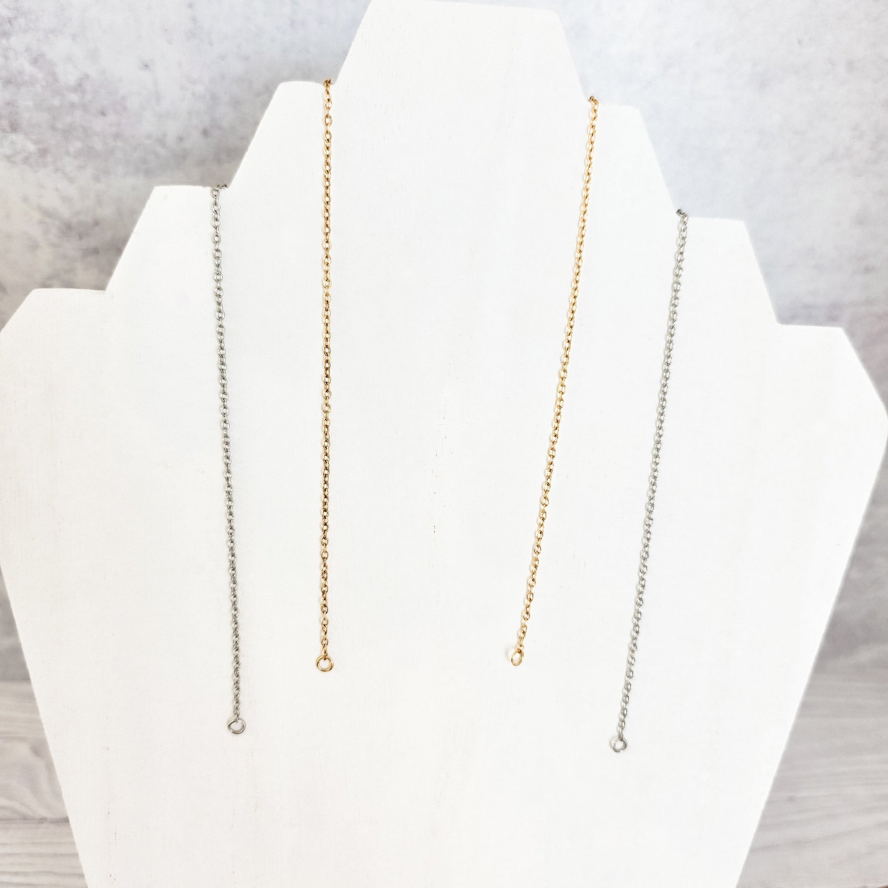 New Premium Split Minimalist Cable Chain Necklace Finding (Silver or Gold Stainless Steel), Pack of 5, Chain 20 - 