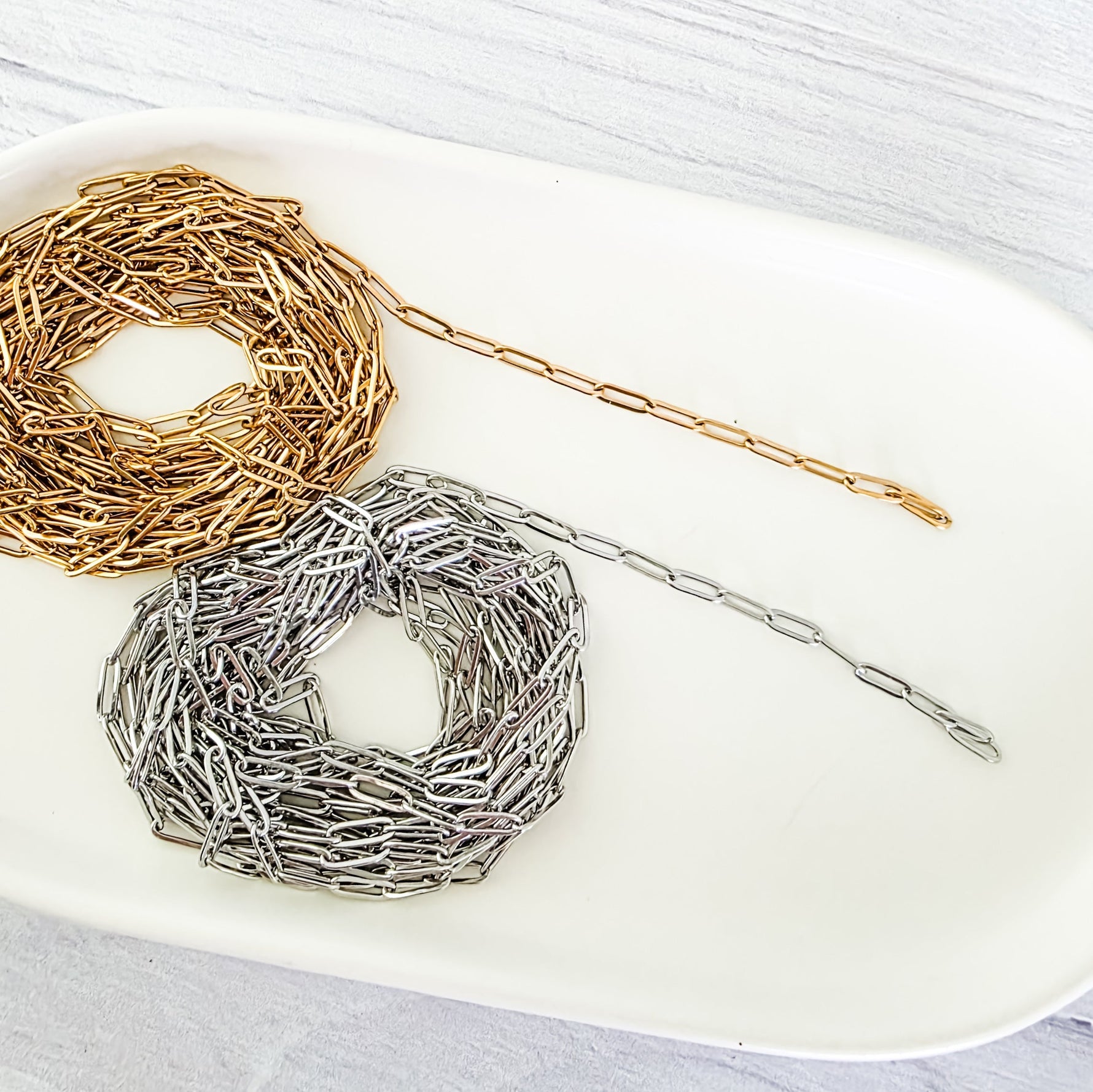 New Premium Spool Paperclip Chain Finding (Silver or Gold Stainless Steel), 3m (9.84ft), Chain 17 - 
