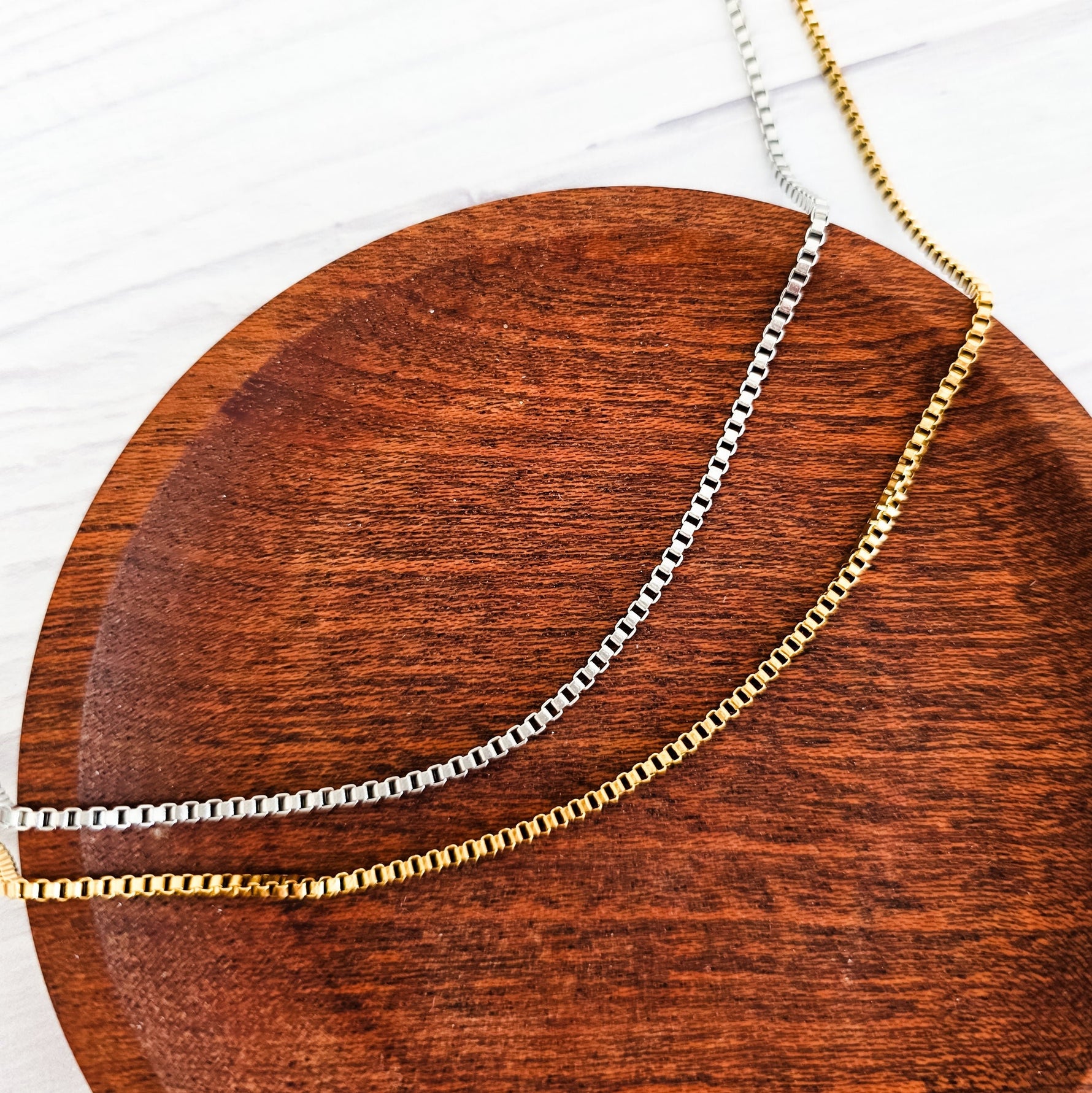 New Premium Women's Full Box Chain Necklace Finding (Silver or Gold Stainless Steel), Pack of 5, Chain 25 - 