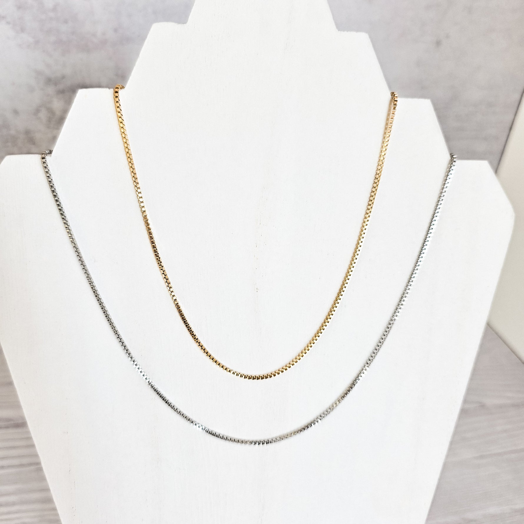 New Premium Women's Full Box Chain Necklace Finding (Silver or Gold Stainless Steel), Pack of 5, Chain 25 - 