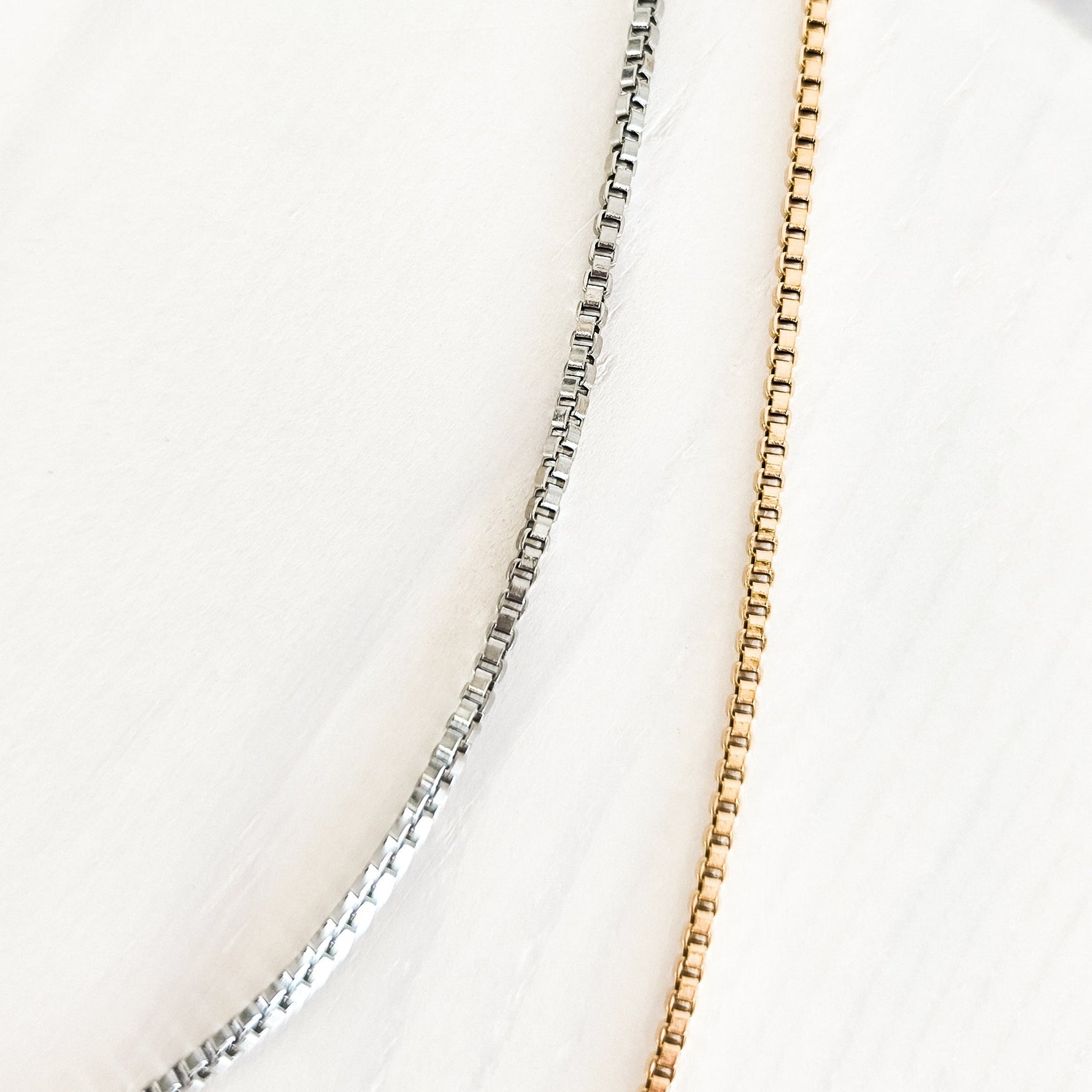 New Premium Women's Full Box Chain Necklace Finding (Silver or Gold Stainless Steel), Pack of 5, Chain 25 - 