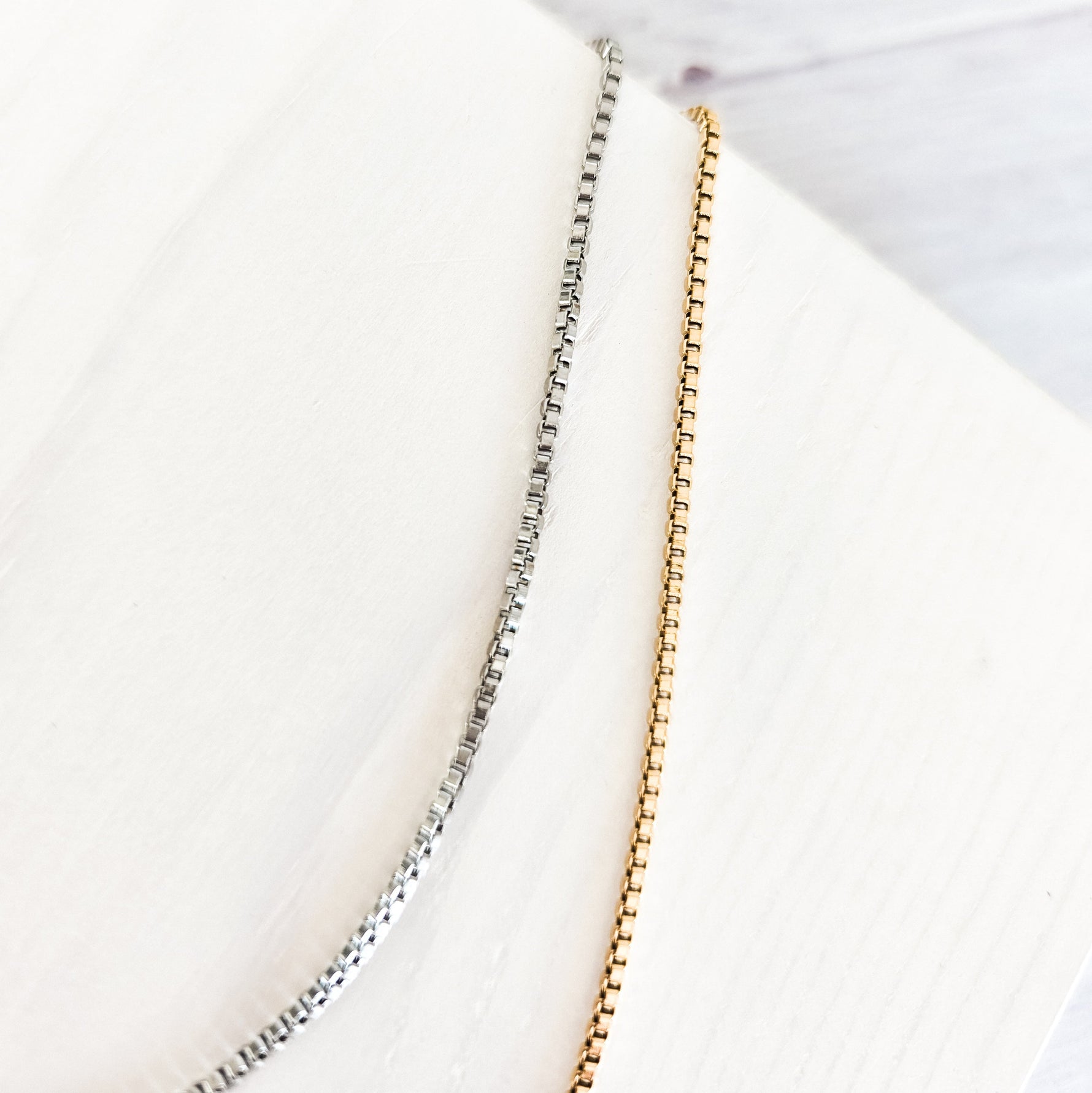 New Premium Women's Full Box Chain Necklace Finding (Silver or Gold Stainless Steel), Pack of 5, Chain 25 - 