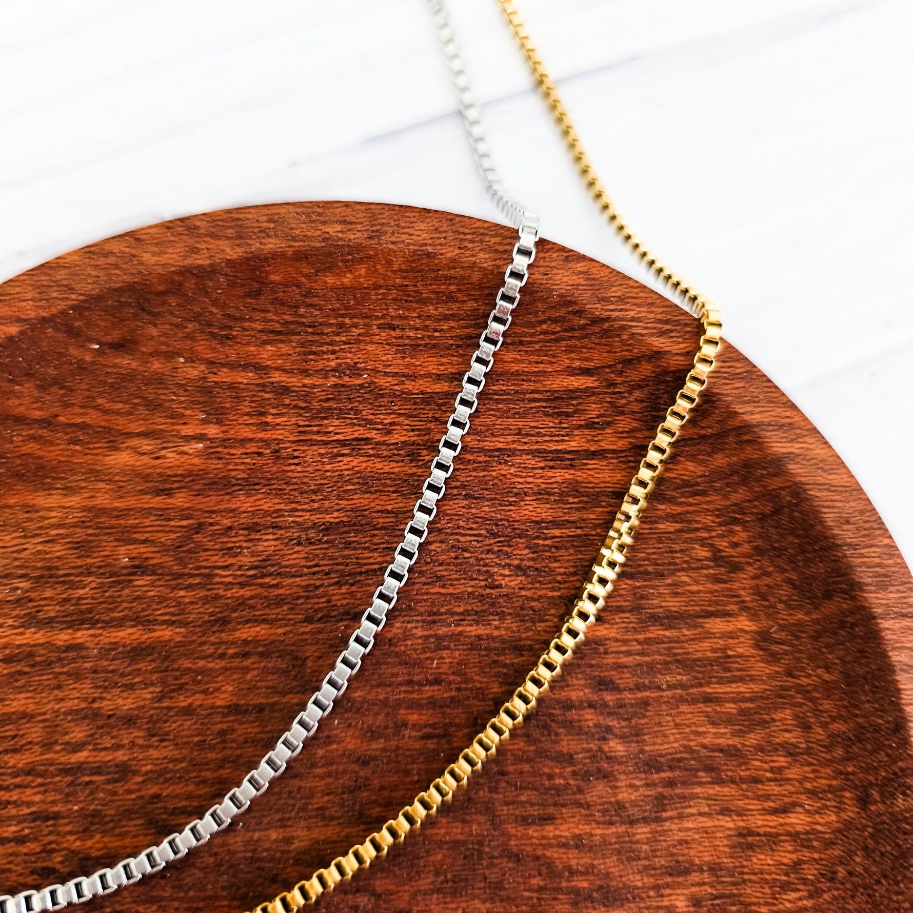 New Premium Women's Full Box Chain Necklace Finding (Silver or Gold Stainless Steel), Pack of 5, Chain 25 - 