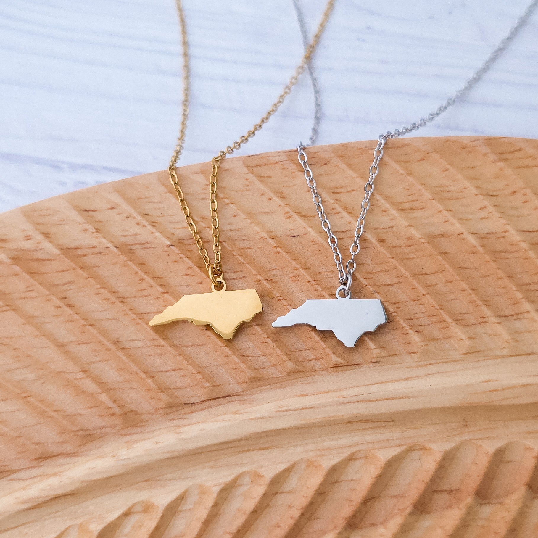 North Carolina Pendant Necklace (Silver or Gold), 1 Total, Metal Blank 188 - 