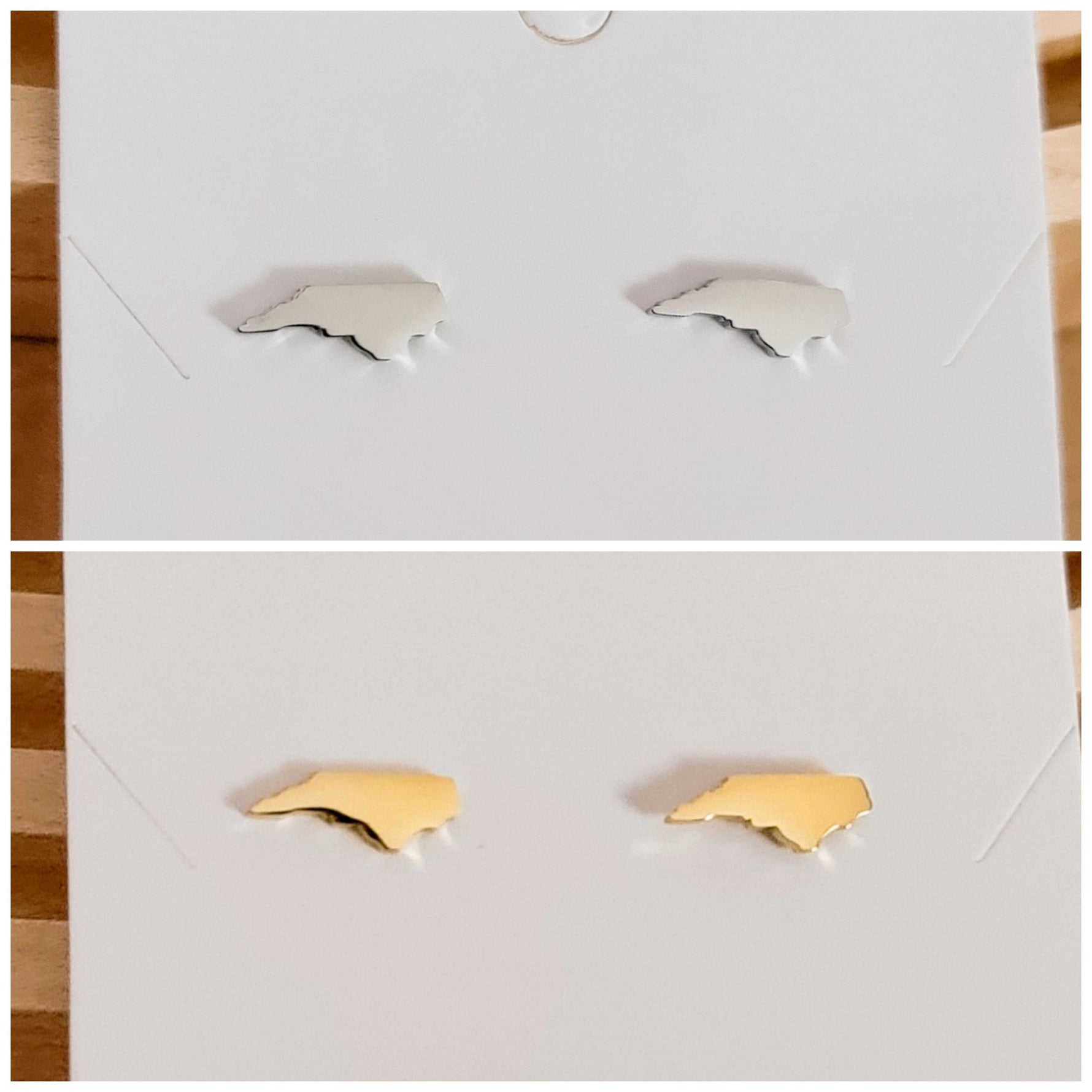 North Carolina Studs (Silver or Gold), 1 Pair Total, Metal Blank 119 - 