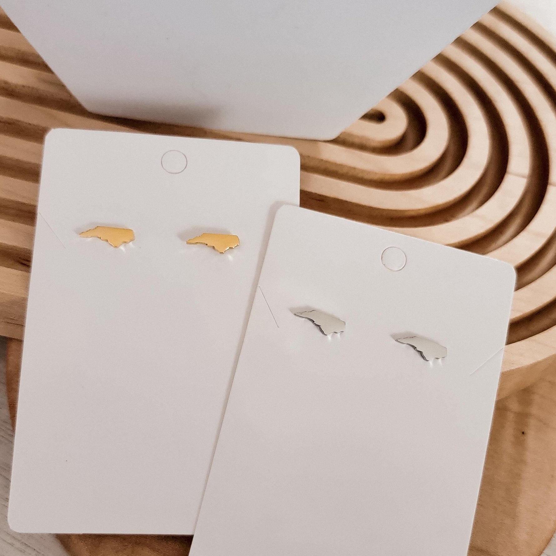 North Carolina Studs (Silver or Gold), 1 Pair Total, Metal Blank 119 - 