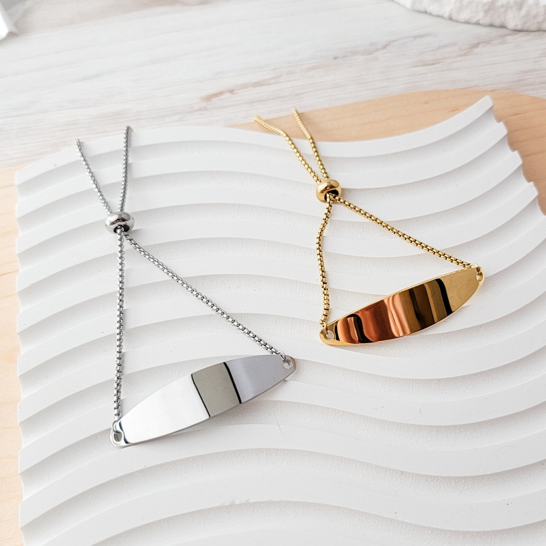 Oblong Bar Bracelet (Silver or Gold), 1 Total, Metal Blank 14 - 
