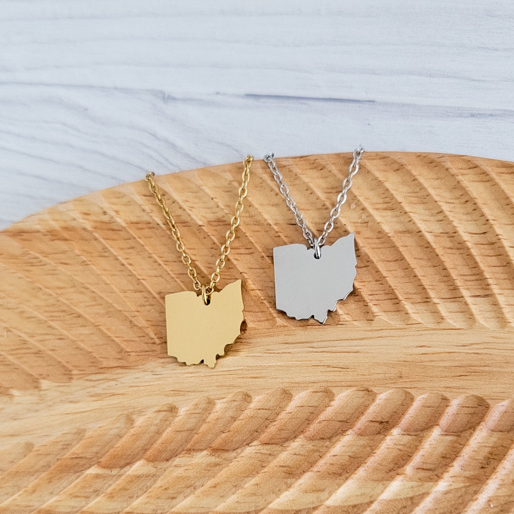 Ohio Pendant Necklace (Silver or Gold), 1 Total, Metal Blank 164 - 