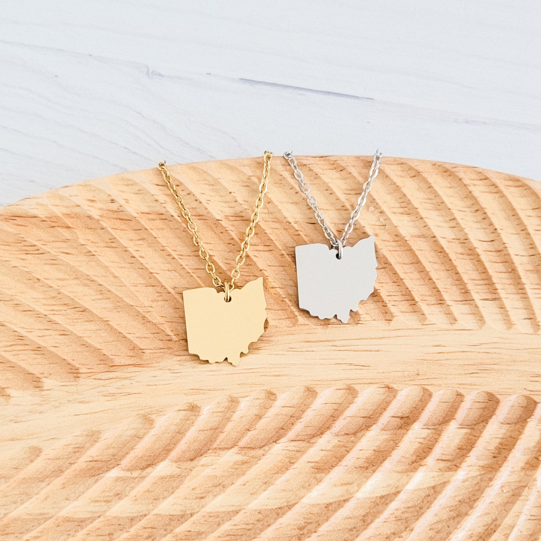 Ohio Pendant Necklace (Silver or Gold), 1 Total, Metal Blank 164 - 