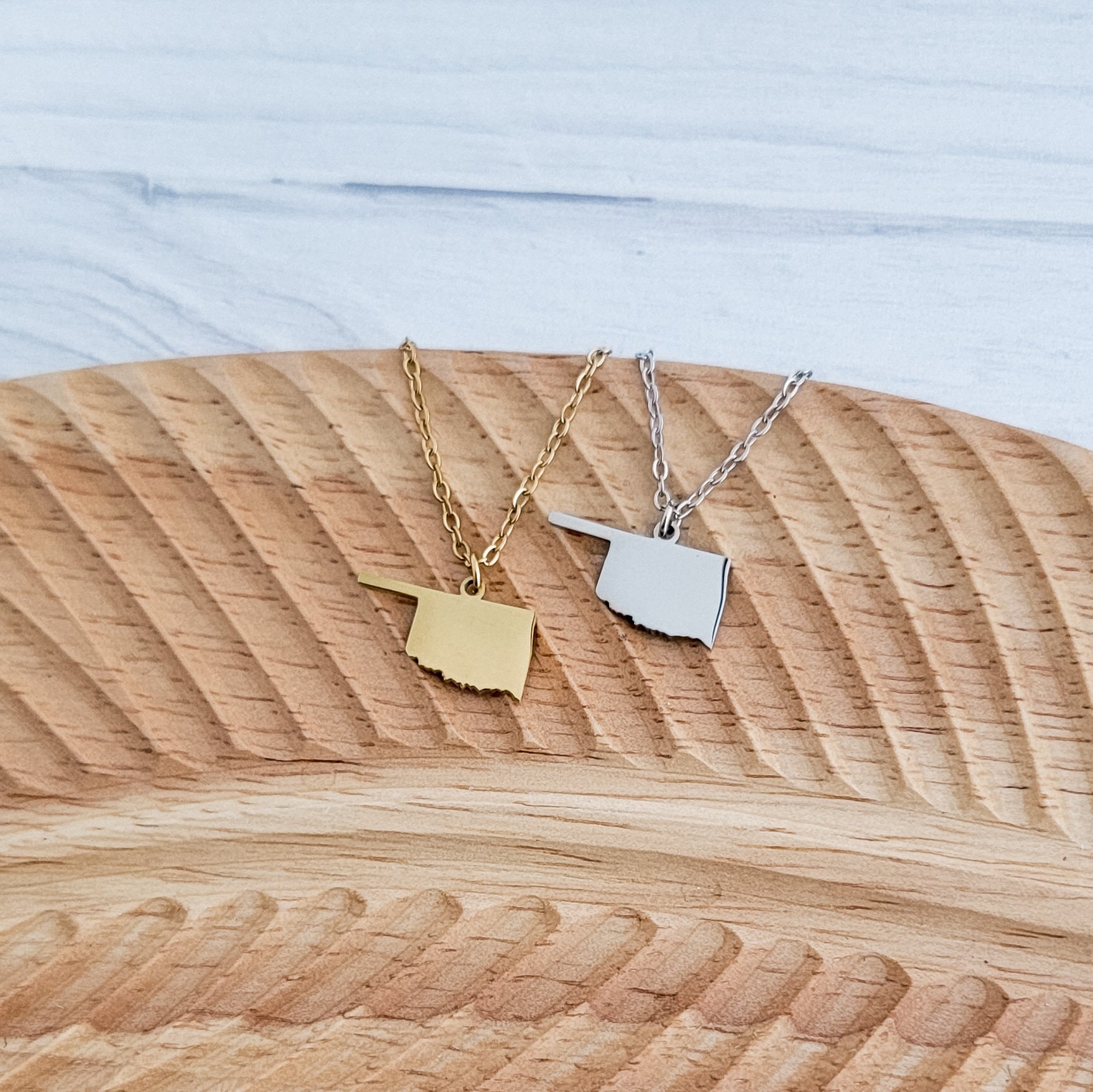 Oklahoma Pendant Necklace (Silver or Gold), 1 Total, Metal Blank 165 - 