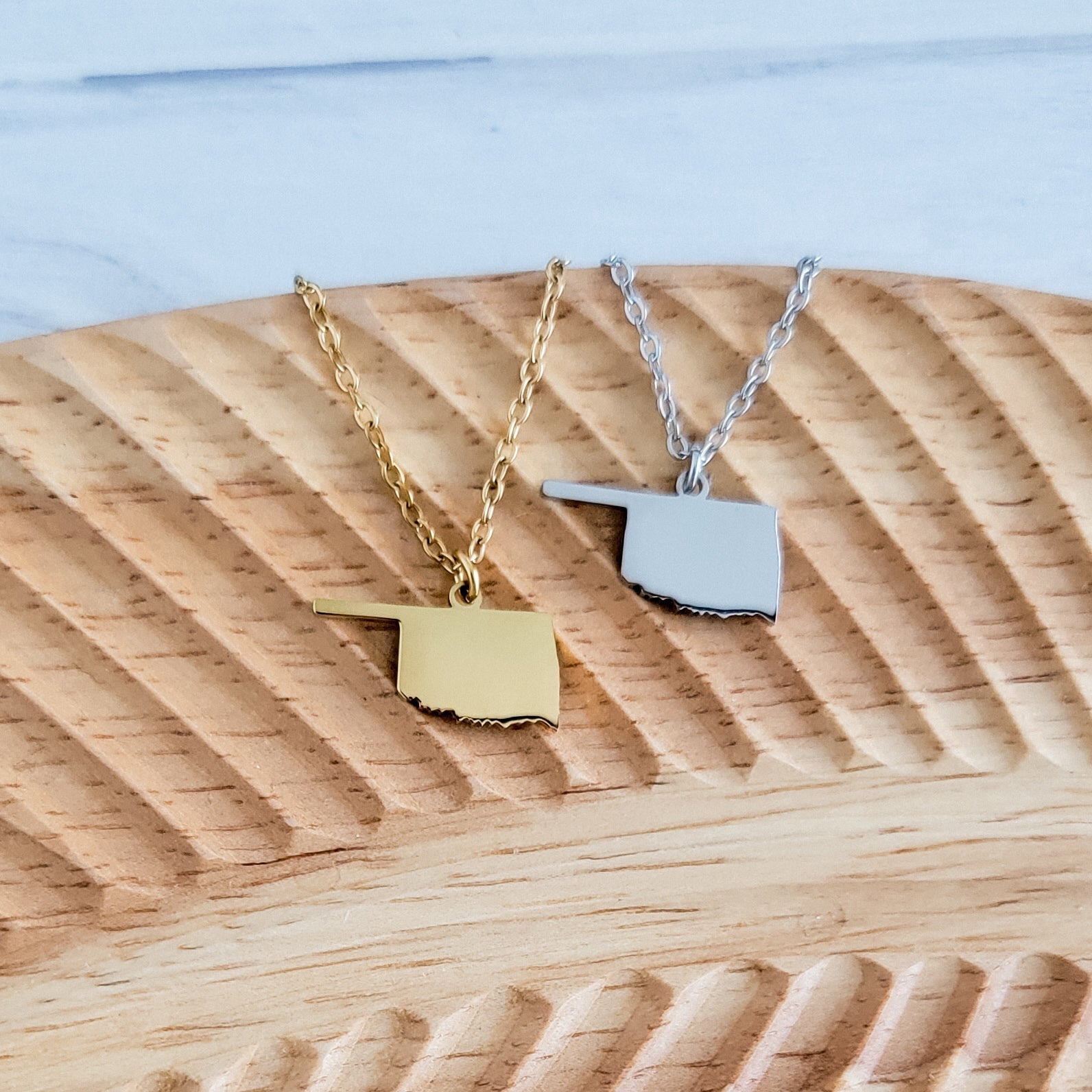 Oklahoma Pendant Necklace (Silver or Gold), 1 Total, Metal Blank 165 - 