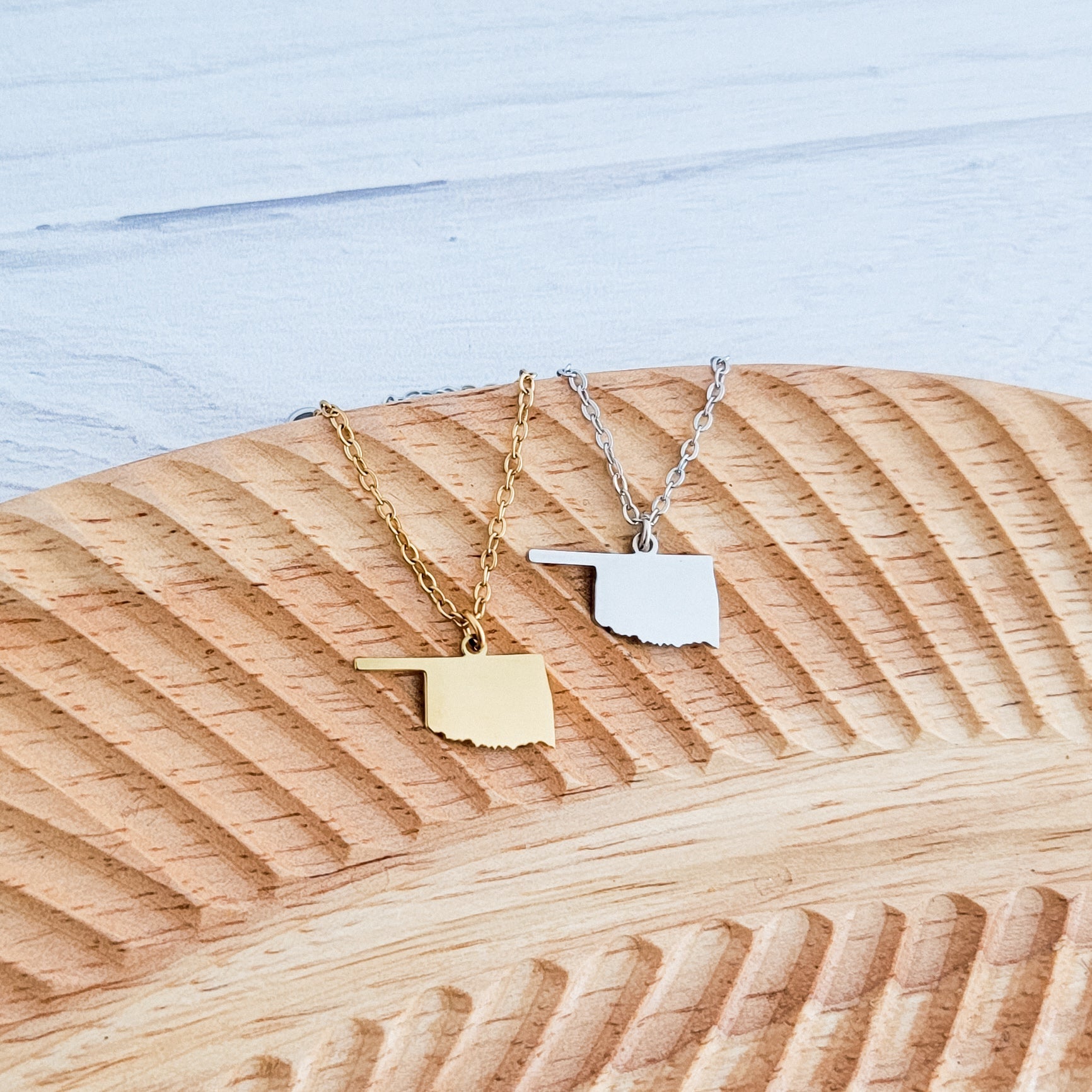 Oklahoma Pendant Necklace (Silver or Gold), 1 Total, Metal Blank 165 - 