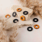 Open Circle 2 - Hole Black Wooden Connectors, 10 Pieces, Wood 53 - 