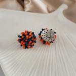 Orange and Navy Blue Mix 15mm Small Seed Bead Topper, 1 Pair, Seed Bead 59 - 