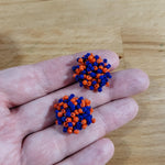 Orange and Royal Blue Mix 15mm Small Seed Bead Topper, 1 Pair, Seed Bead 79 - 