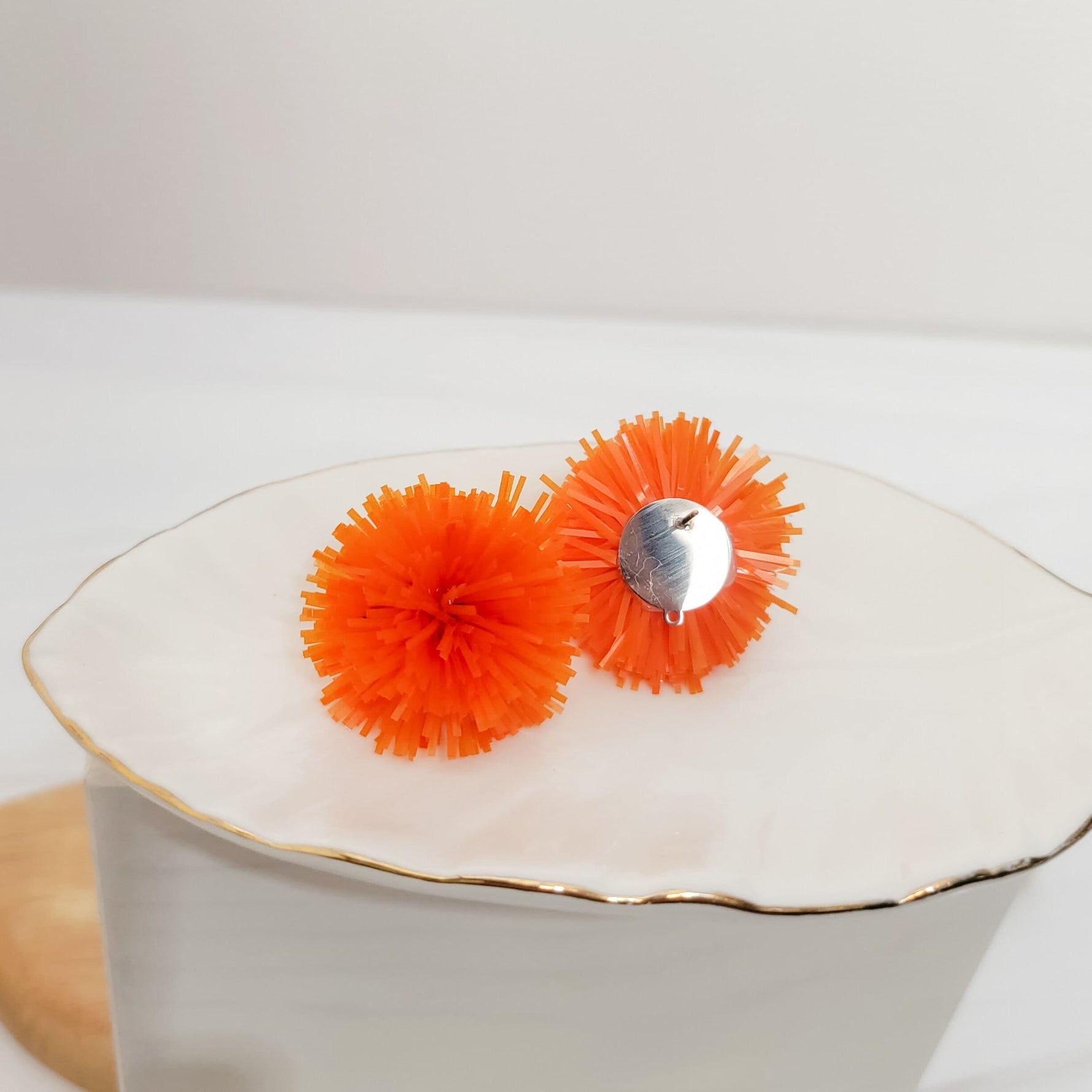 Orange Tinsel 30mm Large Stud Topper, 1 Pair, Stud 178 - 