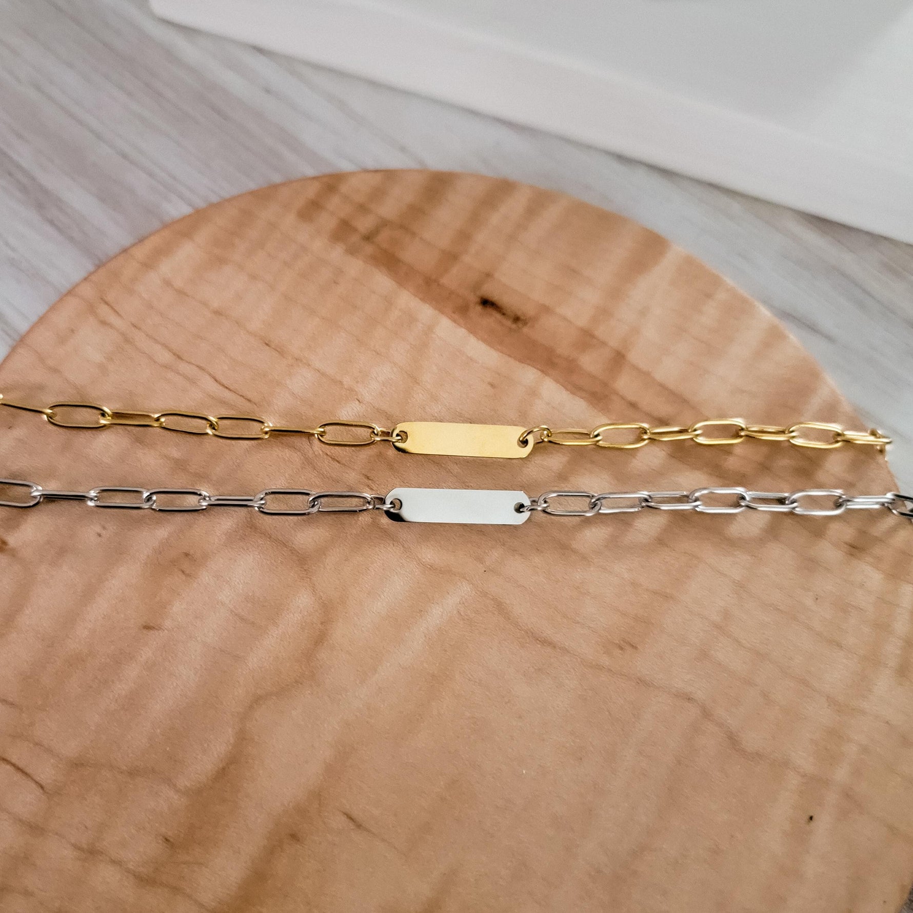 Oval Bar Paperclip Chain Bracelet (Silver or Gold), 1 Total, Metal Blank 116 - 