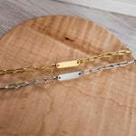 Oval Bar Paperclip Chain Bracelet (Silver or Gold), 1 Total, Metal Blank 116 - 