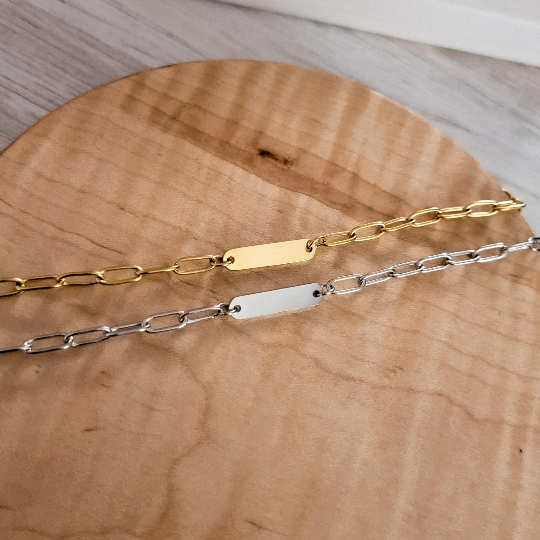 Oval Bar Paperclip Chain Bracelet (Silver or Gold), 1 Total, Metal Blank 116 - 