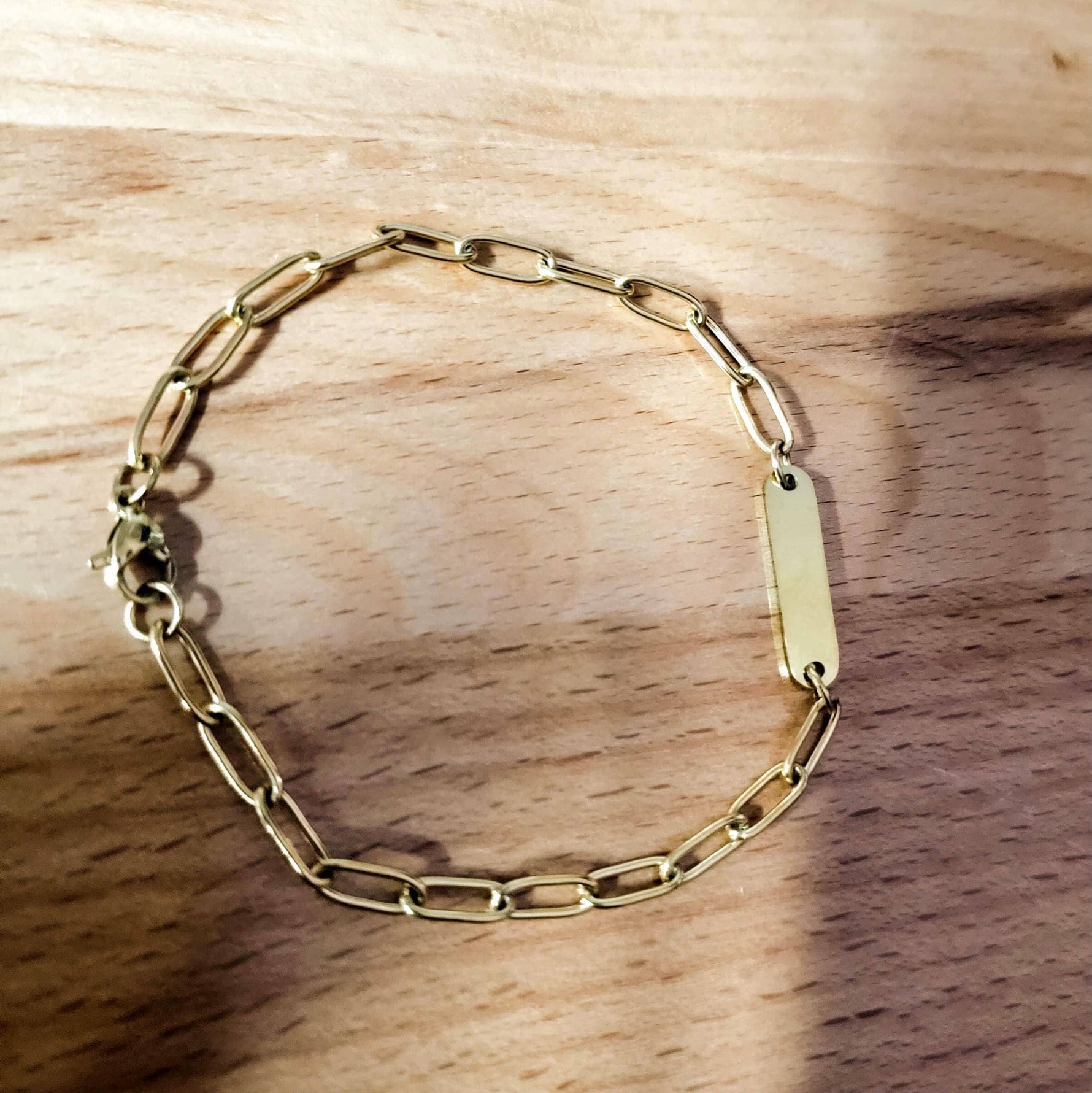 Oval Bar Paperclip Chain Bracelet (Silver or Gold), 1 Total, Metal Blank 116 - 