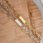 Oval Bar Paperclip Chain Bracelet (Silver or Gold), 1 Total, Metal Blank 116 - 