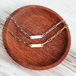 Oval Bar Paperclip Necklace (Silver or Gold), 1 Total, Metal Blank 137 - 