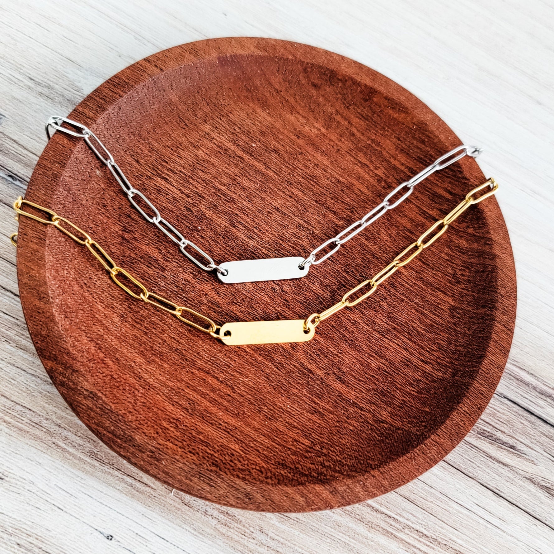 Oval Bar Paperclip Necklace (Silver or Gold), 1 Total, Metal Blank 137 - 