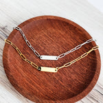 Oval Bar Paperclip Necklace (Silver or Gold), 1 Total, Metal Blank 137 - 