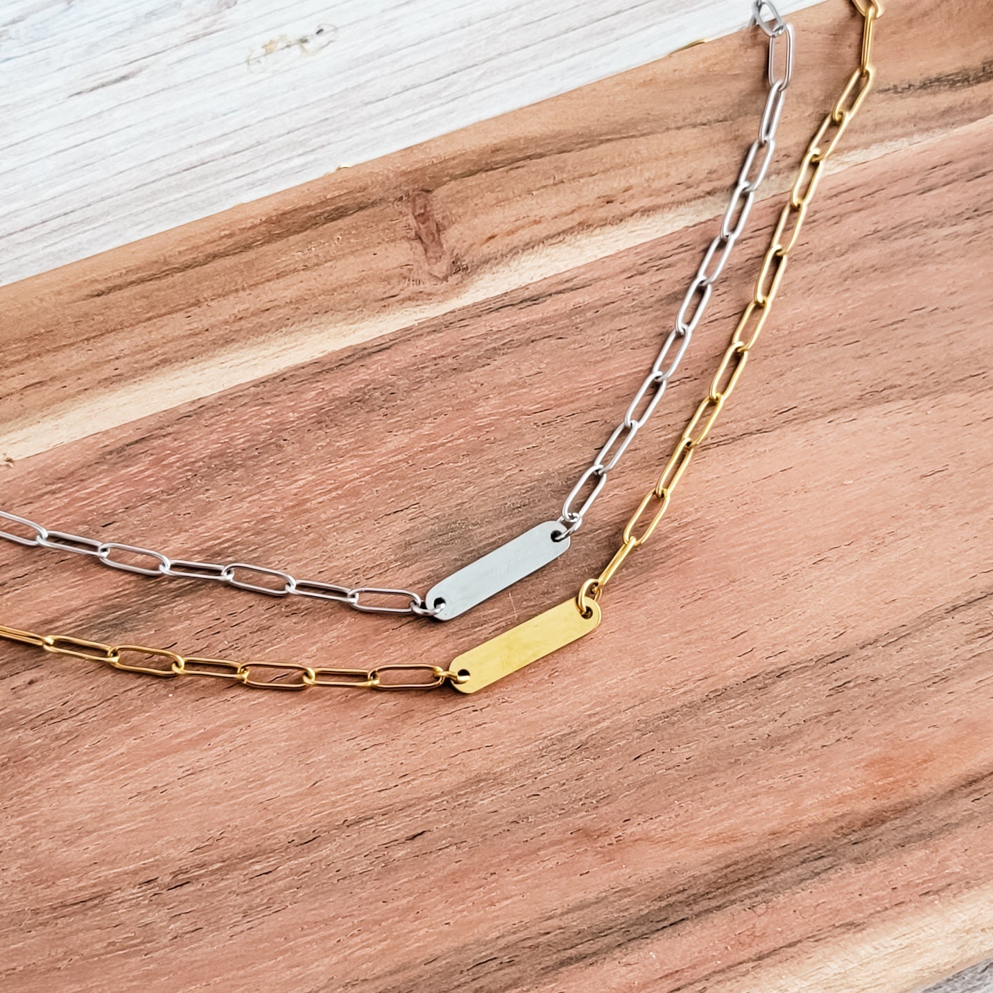 Oval Bar Paperclip Necklace (Silver or Gold), 1 Total, Metal Blank 137 - 