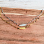 Oval Bar Paperclip Necklace (Silver or Gold), 1 Total, Metal Blank 137 - 