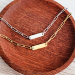 Oval Bar Paperclip Necklace (Silver or Gold), 1 Total, Metal Blank 137 - 