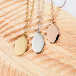 Oval Pendant Necklace (Silver, Gold, or Rose Gold), 1 Total, Metal Blank 40 - 