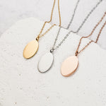Oval Pendant Necklace (Silver, Gold, or Rose Gold), 1 Total, Metal Blank 40 - 