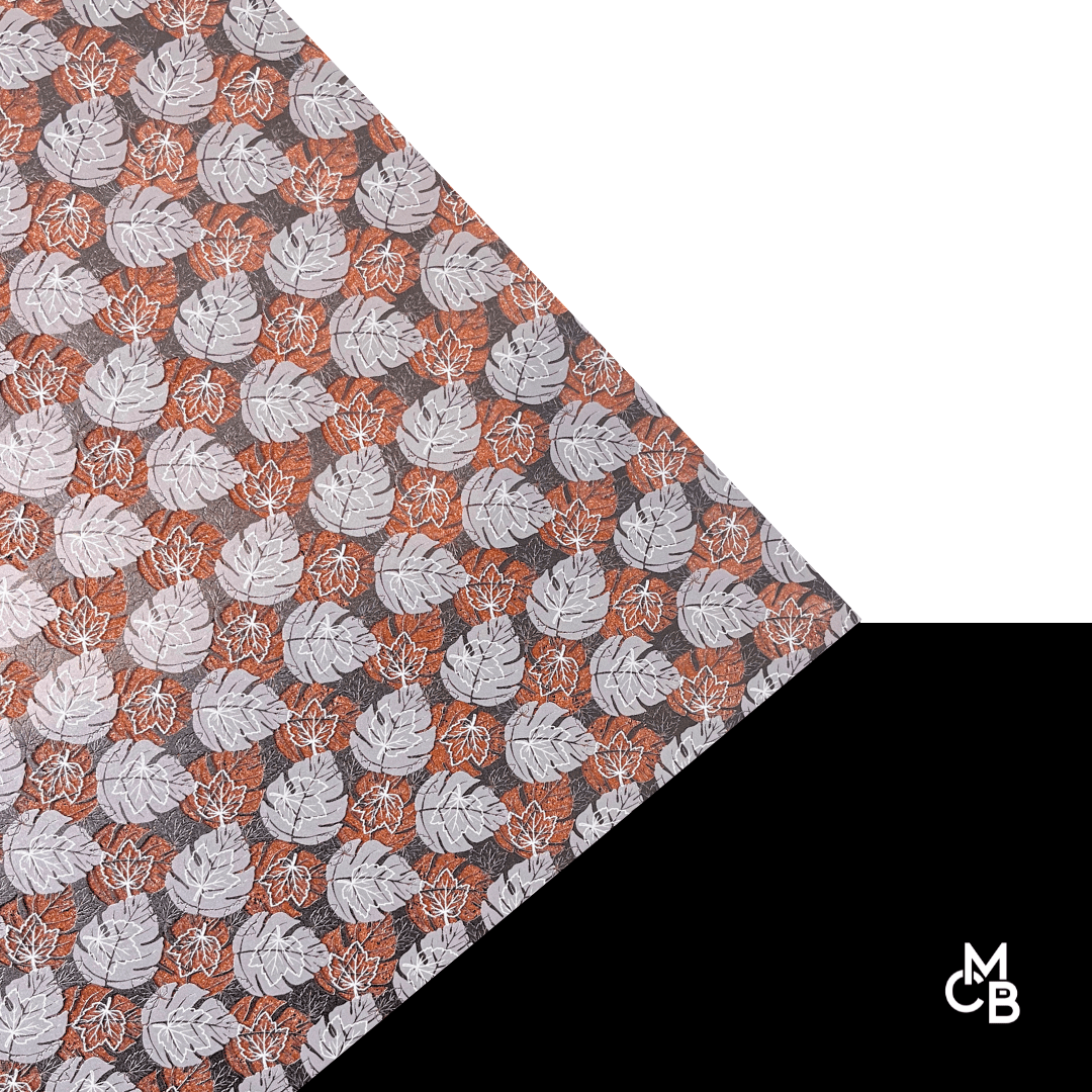 P0319 | 1/8" Distressed Black White Gray Leaves on Molten Gossamer Threads CMB PRESTIGE PATTERNS - CMB Prestige Pattern